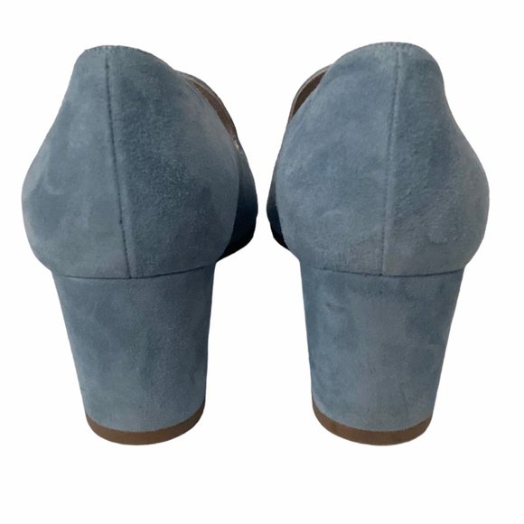 Stuart Weitzman Arkymid Block Heeled Loafers in Jean Suede - Picture 5 of 11